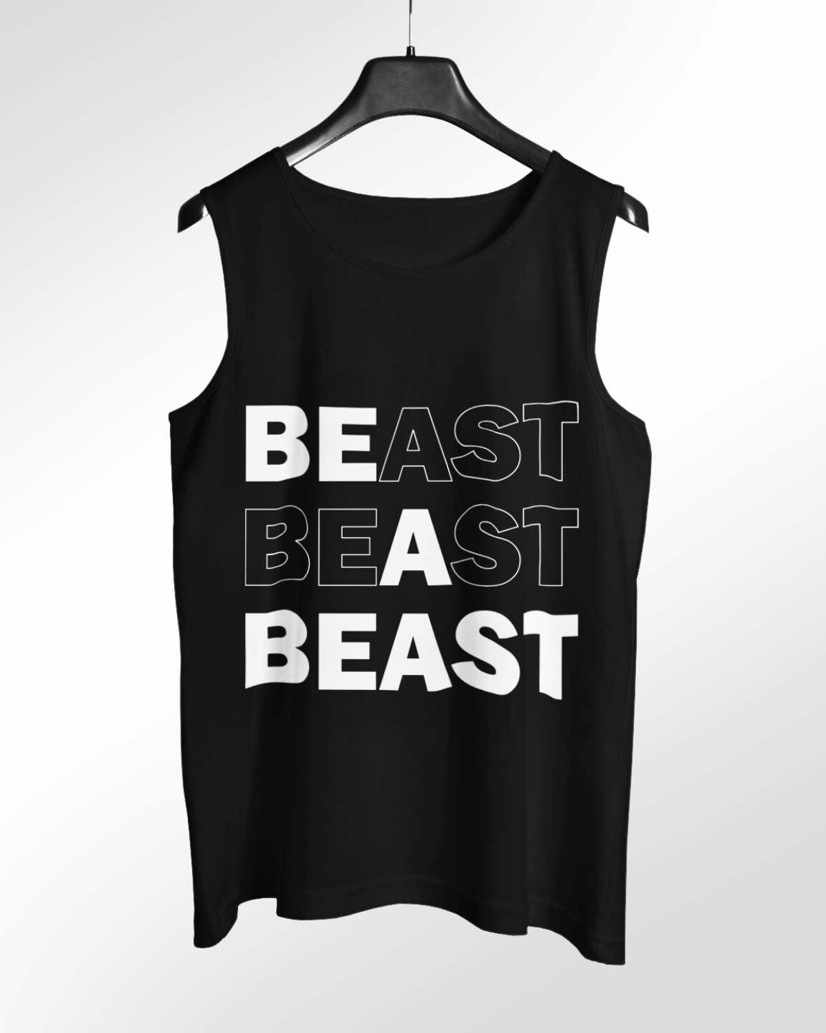 Beast - Pure Cotton Graphic Printed Relaxed Fit Men's Vest (Black)