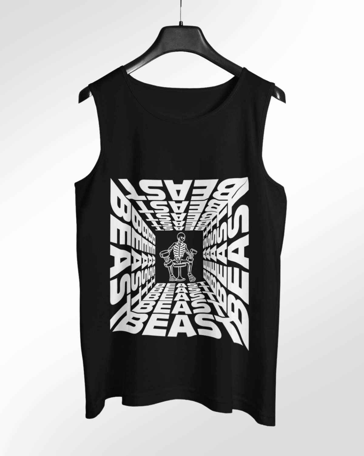 Black Beast - Pure Cotton Graphic Printed Relaxed Fit Men's Vest (Black)
