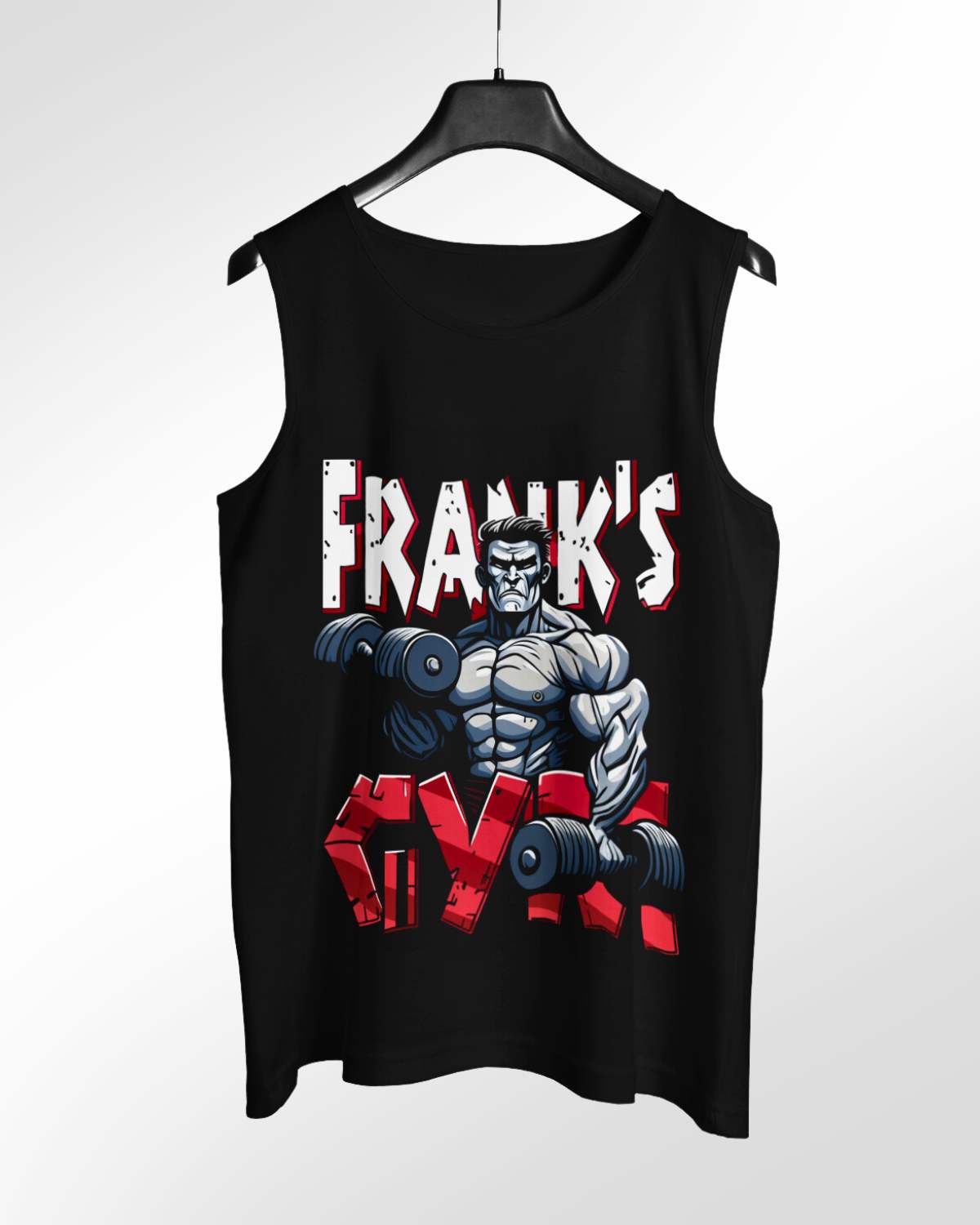 Franks Gym - Pure Cotton Graphic Printed Relaxed Fit Men's Vest (Black)