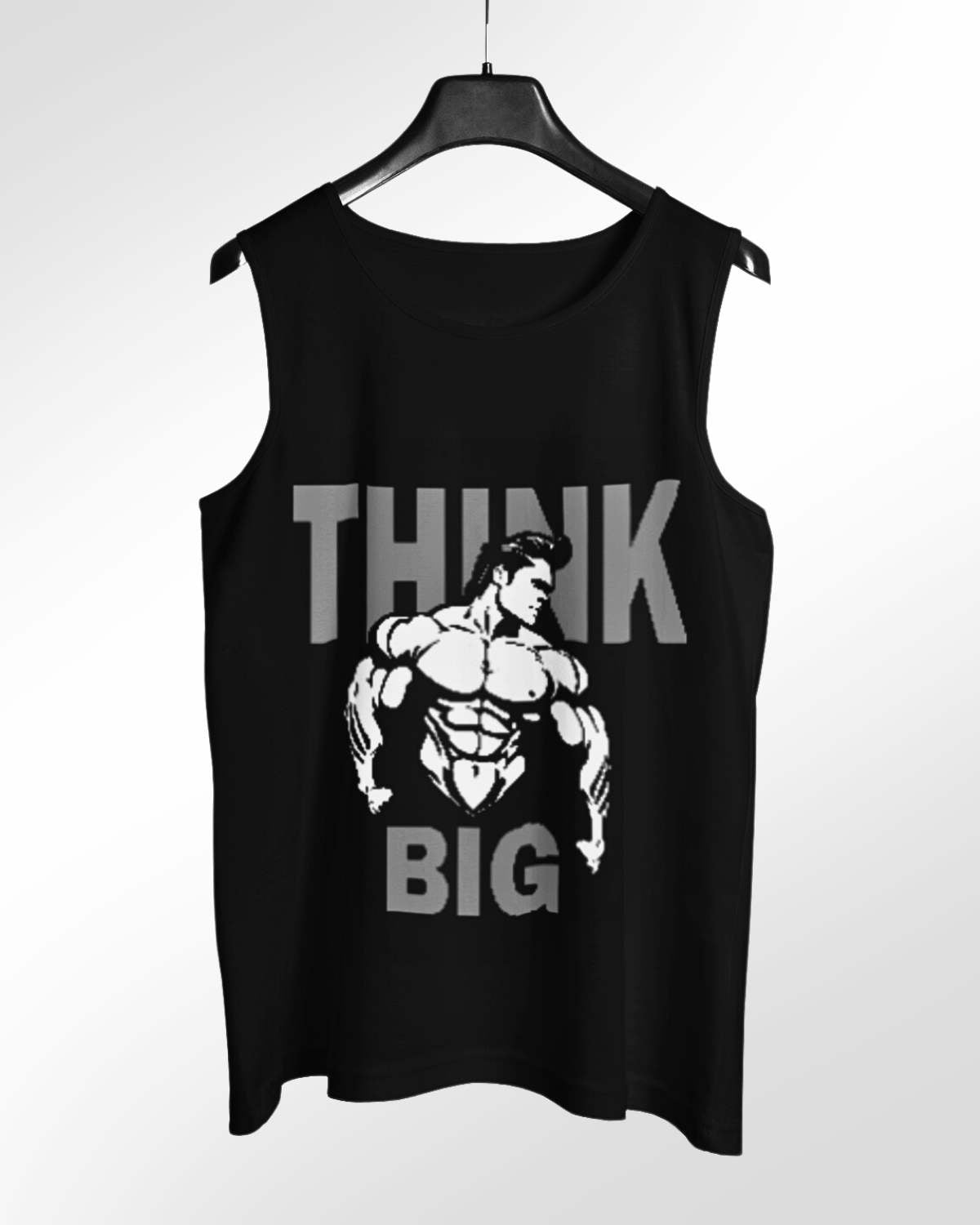 Think Big - Pure Cotton Graphic Printed Relaxed Fit Men's Vest (Black)