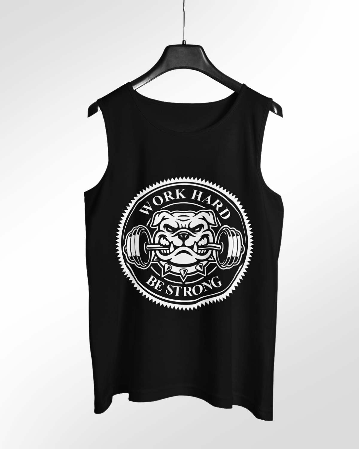 Work Hard - Pure Cotton Graphic Printed Relaxed Fit Men's Vest (Black)