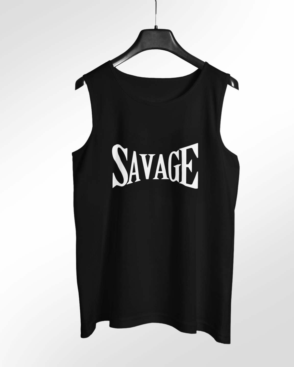 Savage - Pure Cotton Graphic Printed Relaxed Fit Men's Vest (Black)