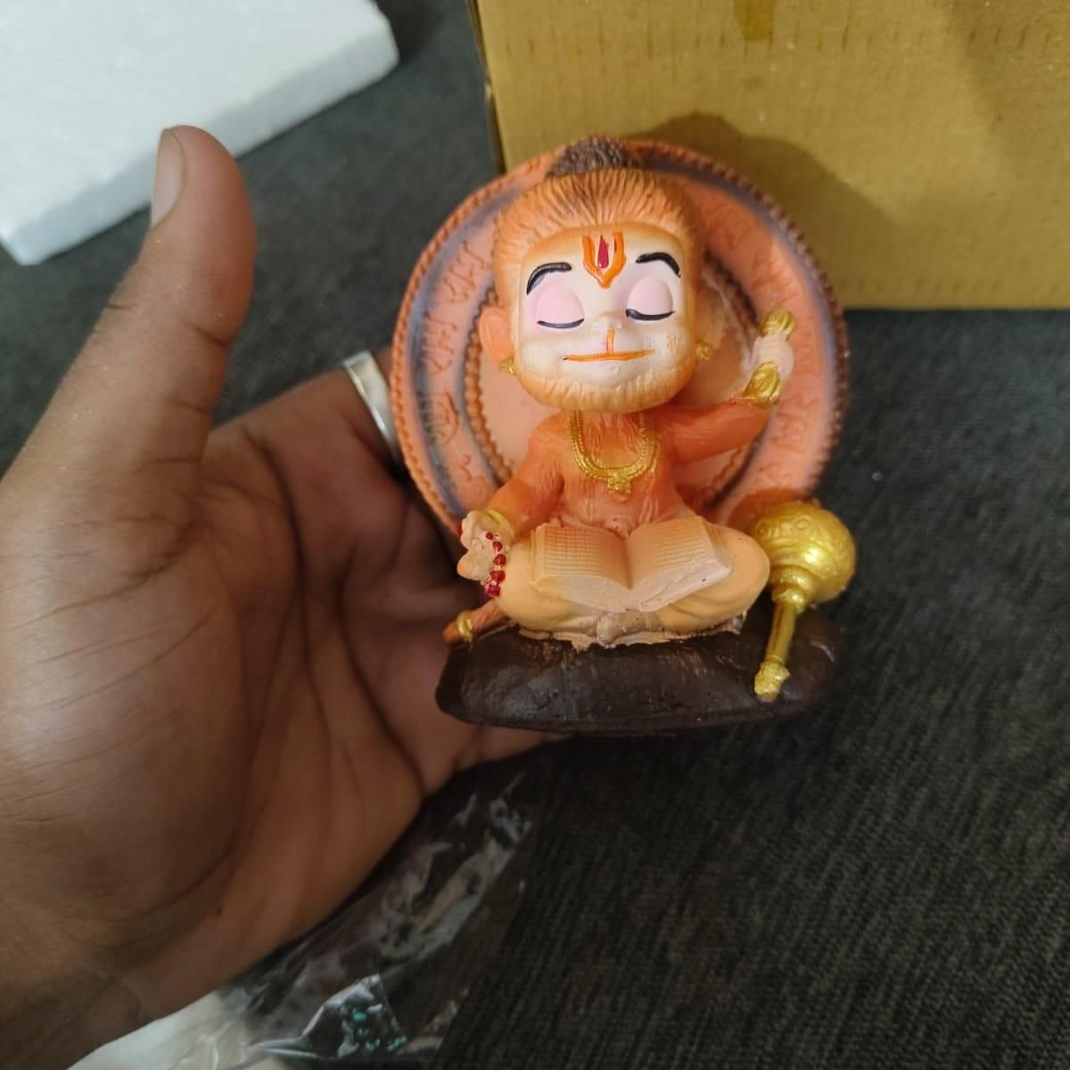 Shri Prasadam Meditating Bal Hanuman Idol - Perfect Car Dashboard Decor & Gift