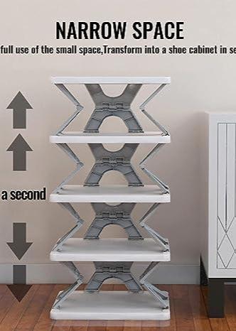 Smart Foldable Shoes Tier Shoe Rack - Space-Saving Plastic Storage Solution